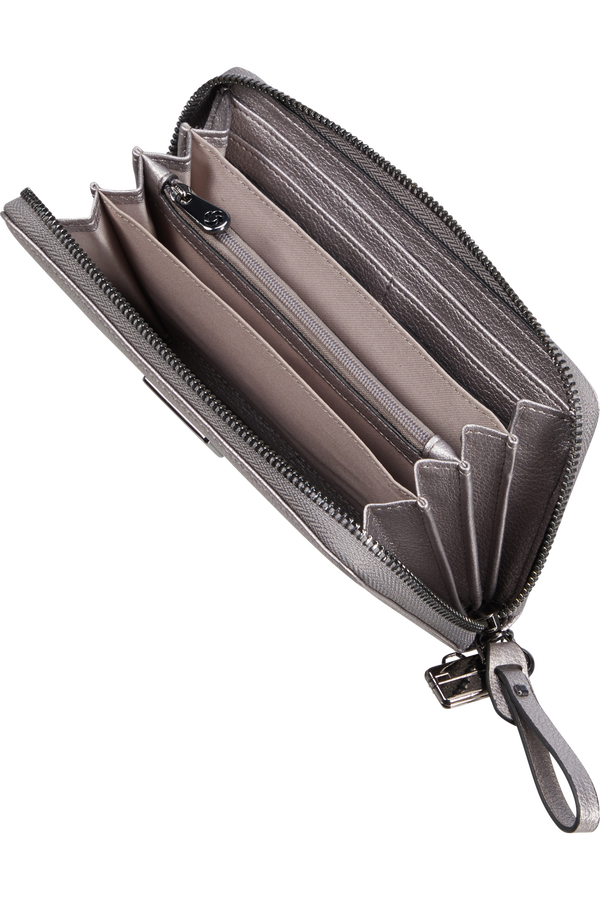 Samsonite Karissa 2.0 Slg 419 - L ZIP AROUND PU L  Stříbrná Samsonite Karissa 2.0 Slg 419 - L ZIP AROUND PU L  Stříbrná