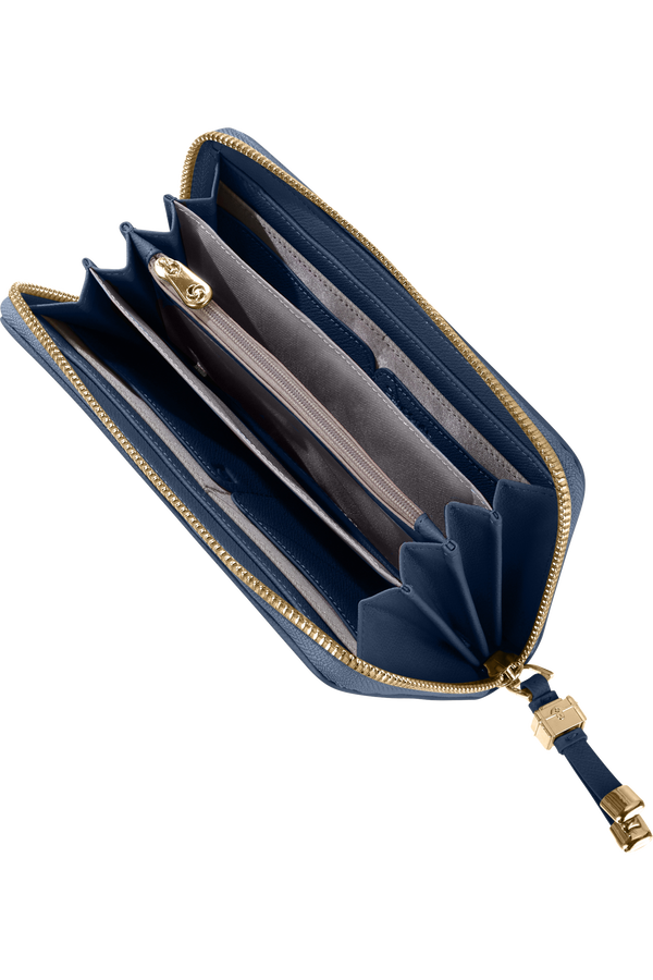 Samsonite Karissa Slg Wallet ZIP Around L  Tmavá námořní modrá